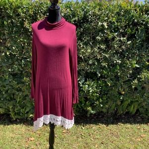FANTASTIC FAWN Long Sleeve Crochet Tunic Dress M
